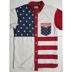 Redhead Brand Co. Short Sleeve Button Down 4 Corner Stars & Stripes Shirt Mens S